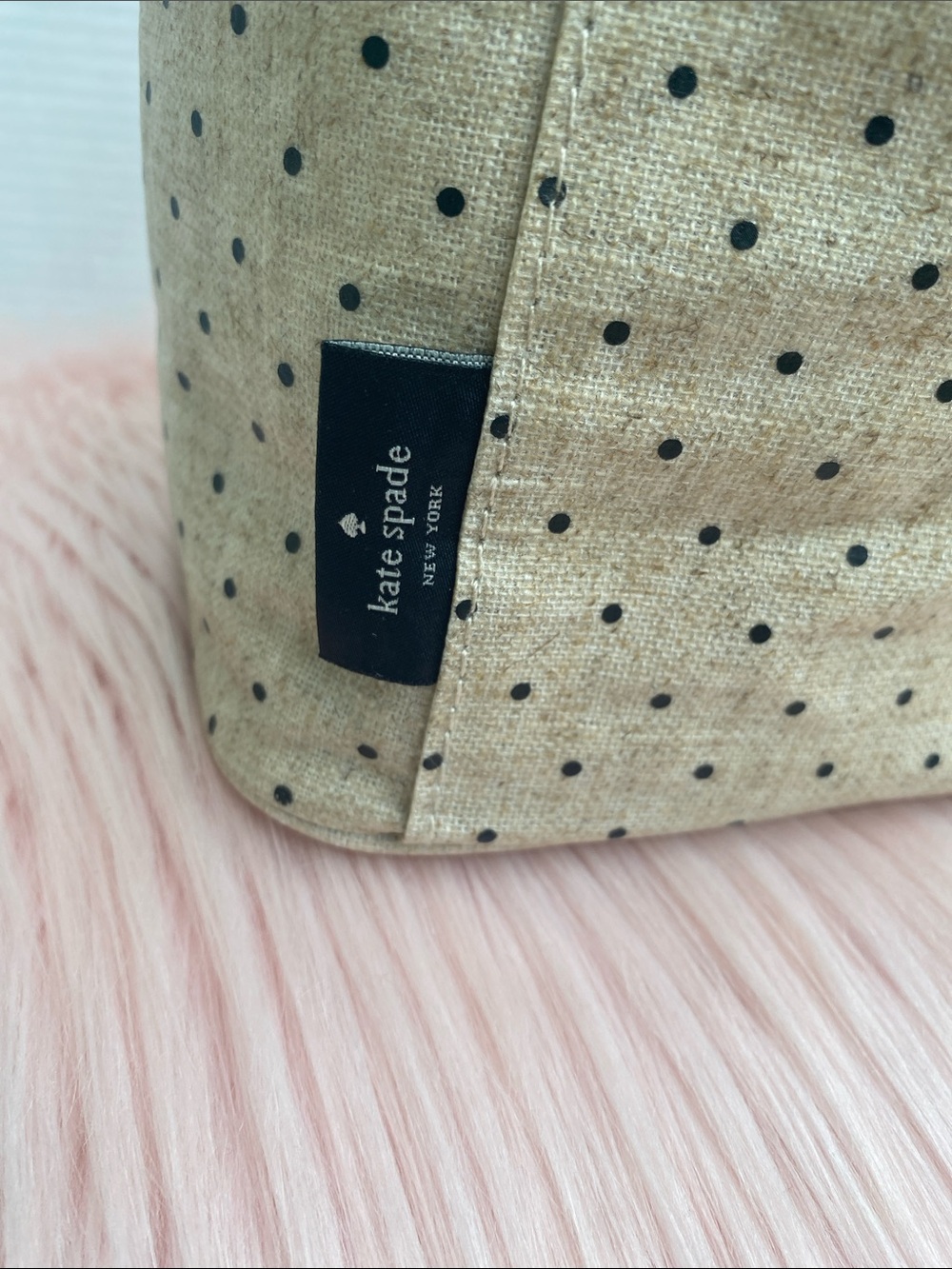 kate spade Beige Polka Dot Lunch Cosmetic Case with Gold Zipper - Picture 3 of 15